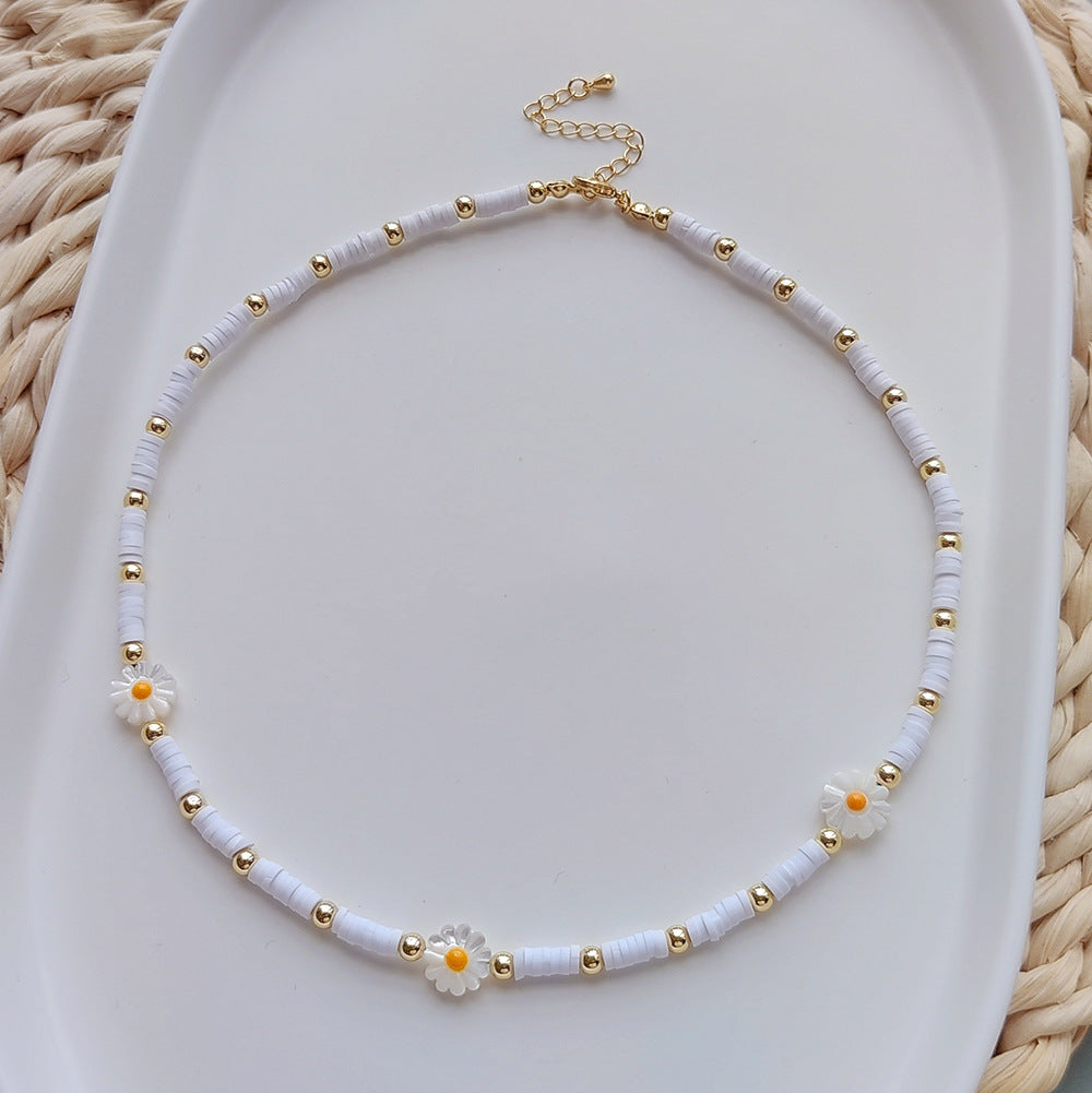 Wholesale Bohemian Rainbow Polymer Clay Love Creative Necklace Set